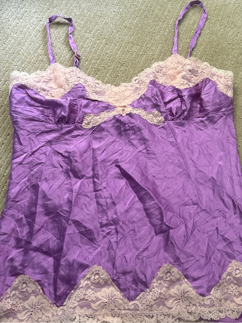 Purple Lace Trim Silk Camisole